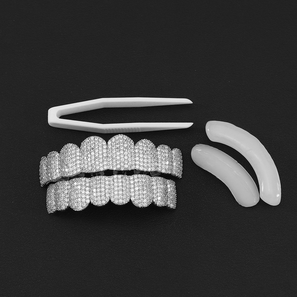Teeth Whitening Moulds - Silver Plated Full Iced Out CZ