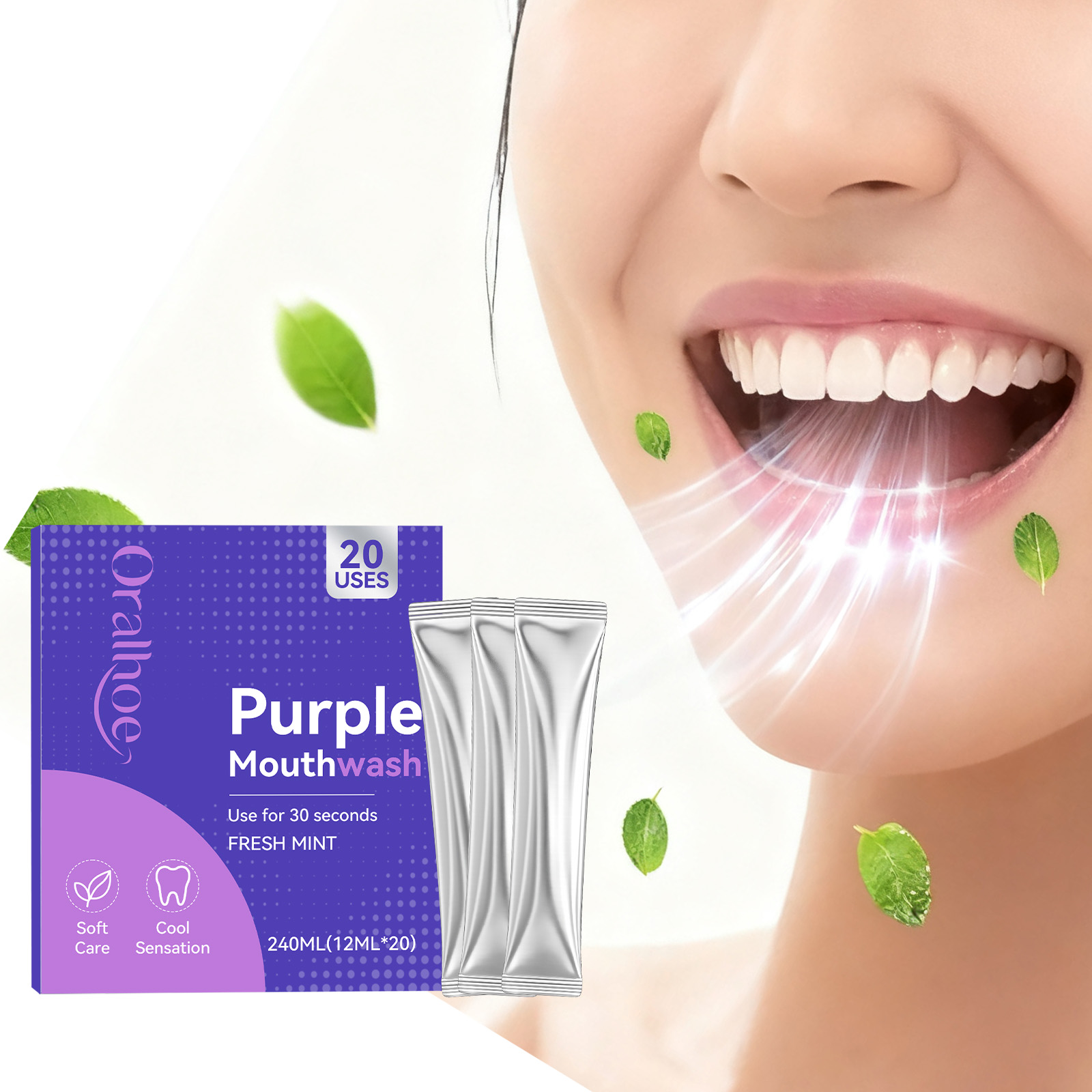 20pcs Purple Mouthwash Teeth W - Teeth Whitening Yellow Teeth review and price