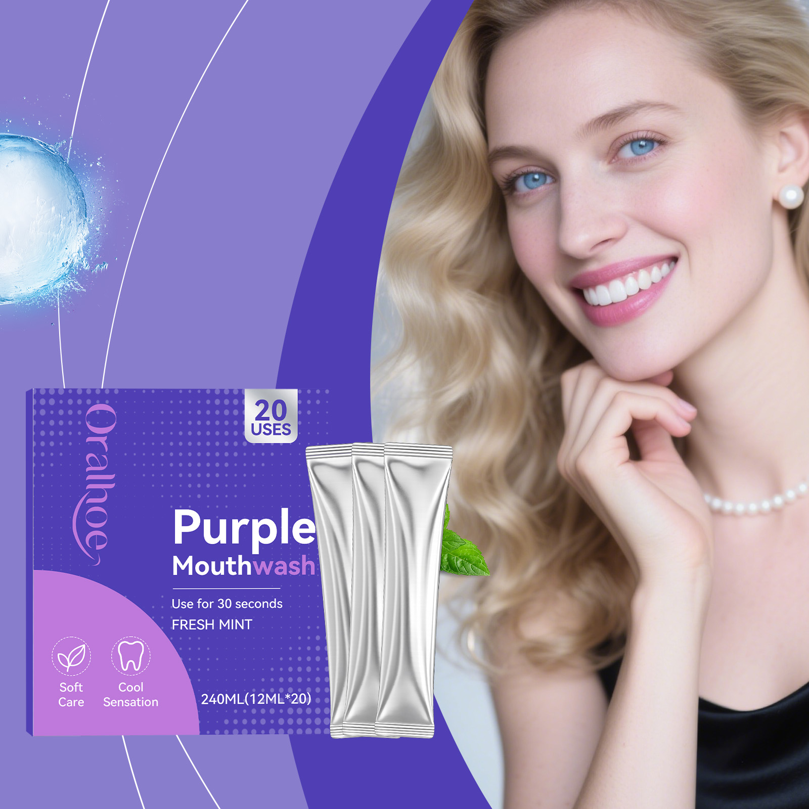 20pcs Purple Mouthwash Teeth W - Teeth Whitening Yellow Teeth review and price
